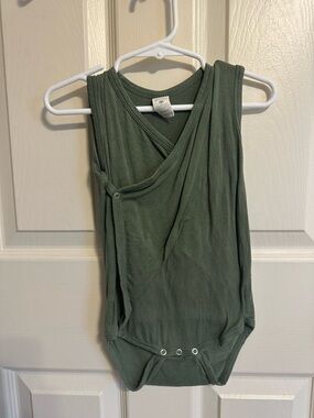 kate quinn Olive Green Sleeveless Wrap Baby One-Piece Bodysuit